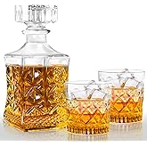 LAWADACH Whiskey Decanter for Men, Glass Liquor Decanter Set with 2 Whiskey Glasses, Decanter for Tequila,Bourbon, Scotch, Brandy and Vodka, Gift for Men, Ideal Home Bar Decor - 28oz