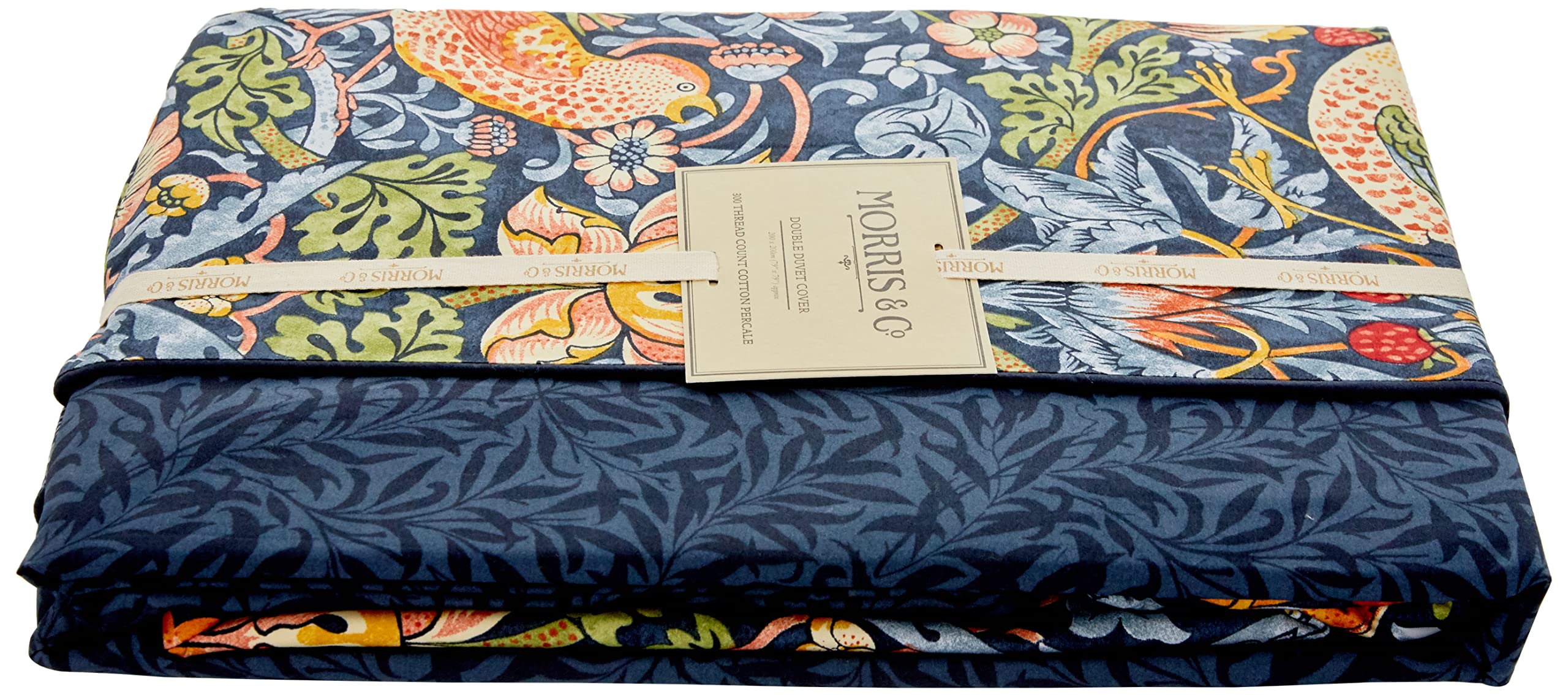 Morris & Co Strawberry Thief Duvet Cover, Indigo, Double