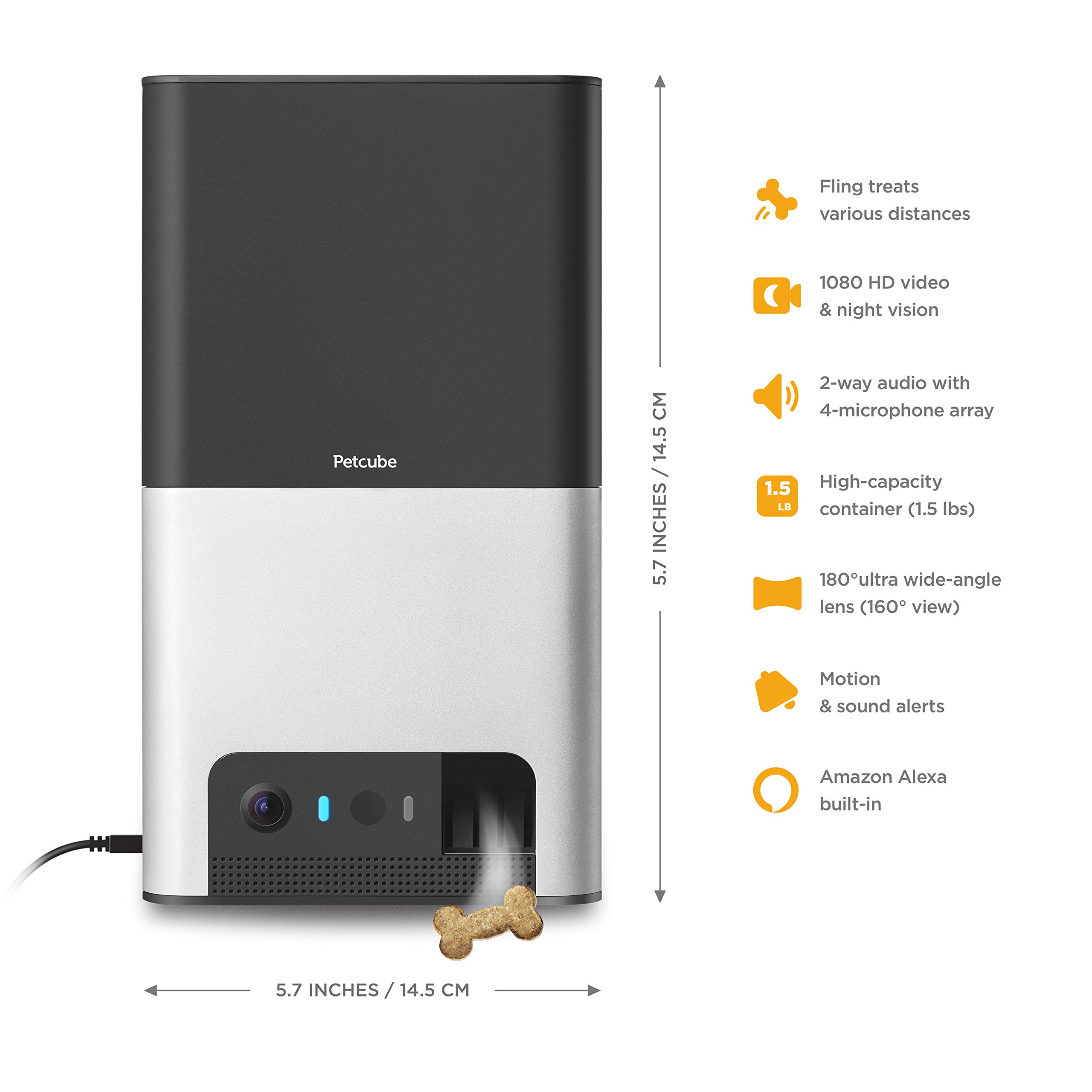 Petcube Bites 2 Wi-Fi Pet Camera with Treat Dispenser & Alexa Built-in, for Dogs and Cats. 1080p HD Video, 160 Full-Room View, 2-Way Audio, Sound/Motion Alerts, Night Vision, Pet Monitor - View 2