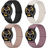 CUNUJIX 4 Pack 22mm Stretchy Watch Bands Compatible with Garmin Venu 3/Venu 2/ Vivoactive 4, Loop Nylon Elastic Fabric Strap for Forerunner 265/255/255 Music Women Men