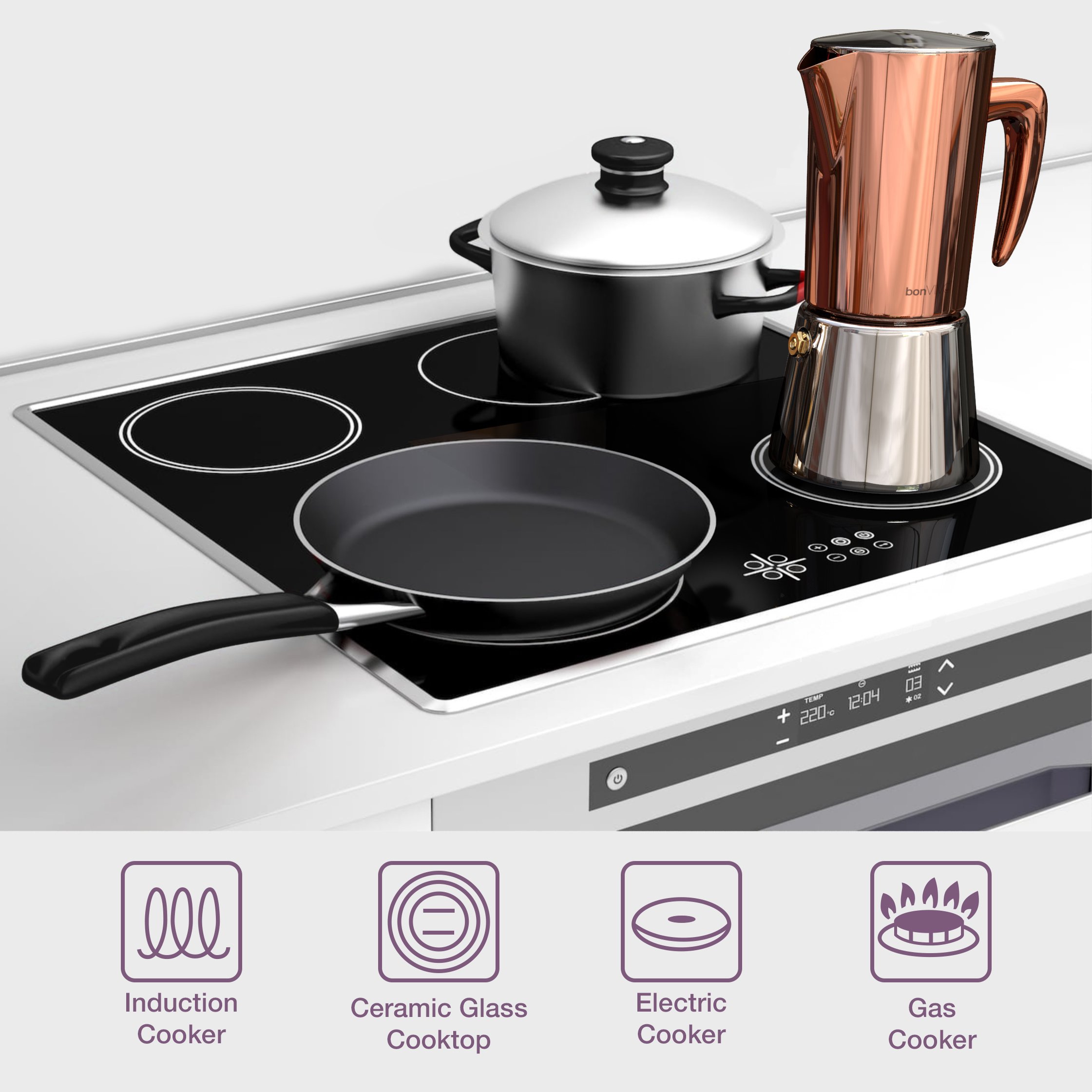 bonVIVO Intenca Stovetop Espresso Maker, Italian Espresso Coffee Maker