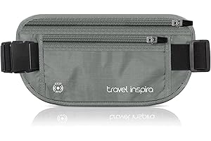 travel inspira Travel Money Belt Slim Passport Holder RFID Blocking Travel Pouch to Protect Cash, Credit Cards and Travel Doc