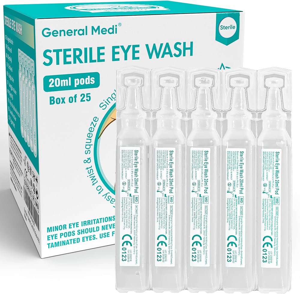 General Medi Eye Wash Sterile Saline Solution 20ml 0.9% Pack of 25