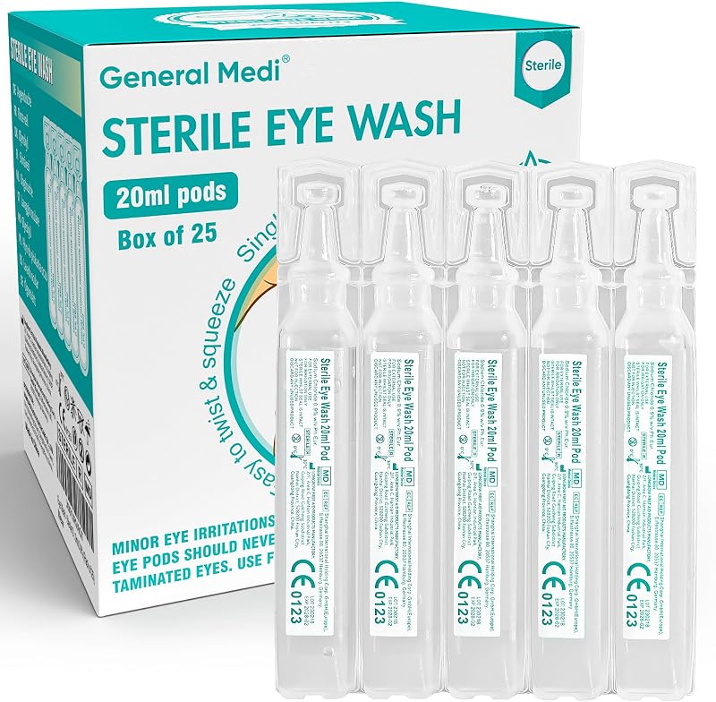 General Medi Eye Wash Sterile Saline Solution 20ml 0.9% Pack of 25
