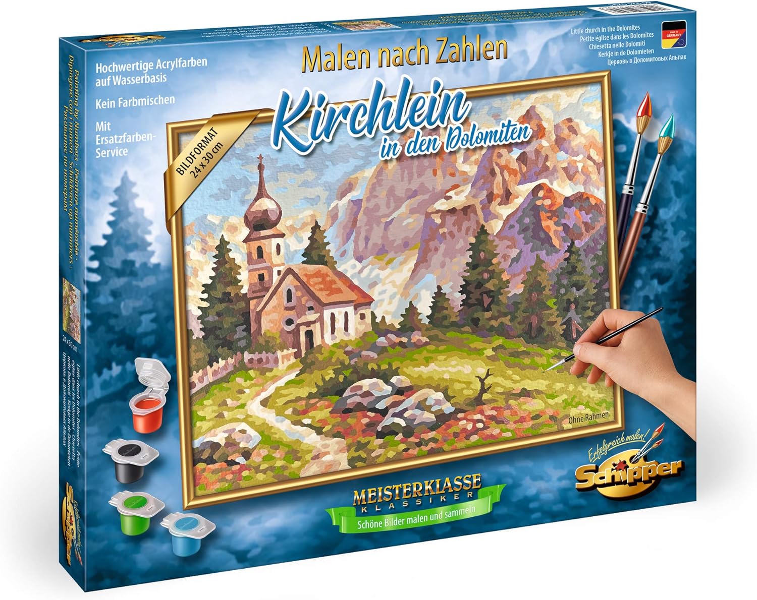 Schipper Malen Nach Zahlen 609240794 609240794 Painting By Numbers 24 X 30 Cm Church In The Dolomites Amazon Co Uk Toys Games