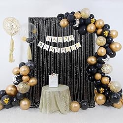 B-COOL Black Sequin Backdrop Curtains Black