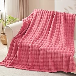 NEWCOSPLAY Queen Blanket for Couch Coral Pink Super