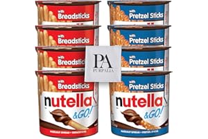 Nutella & Go Snack Pack Variety Pack - Nutella Breadsticks and Pretzel Sticks - Bulk Assorted Snack Cups, 1.8-1.9 oz Each (8 Pack Variety)(Purpalia Packaging)