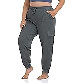 ZERDOCEAN Women's Plus Size Cargo Sweatpants Active Workout Casual Sweat Pants Joggers Pants Pockets Drawstring