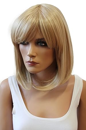PRETTYSHOP Perücke WIG Bob Kurzhaar glatt aus hitzbeständige Kustfaser wie Echthaar div. Farben (blonde mix 27T613 WB7)