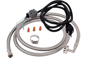 Eastman Quick-Connect Dishwasher Installation Kit, 6 Foot Supply Line, 3/8 Inch Compression x 3/4 Inch FHT, 3-Prong Straight Power Cord, Braided Stainless Steel Dishwasher Connectors, 41140