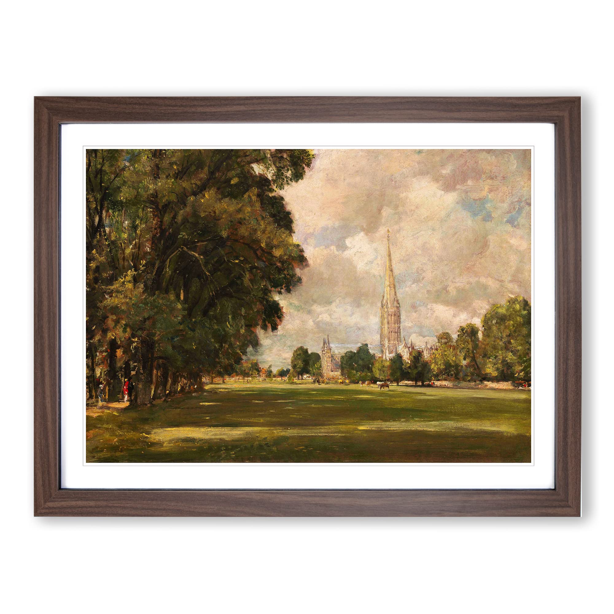Salisbury Cathedral Vol.3 By John Constable Classic Painting Framed Wall Art Print, Ready to Hang Picture for Living Room Bedroom Home Office Décor, Walnut A3 (46 x 34 cm)