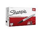 Sharpie 1884739 Permanent Markers Fine Point Black - 36 Pieces