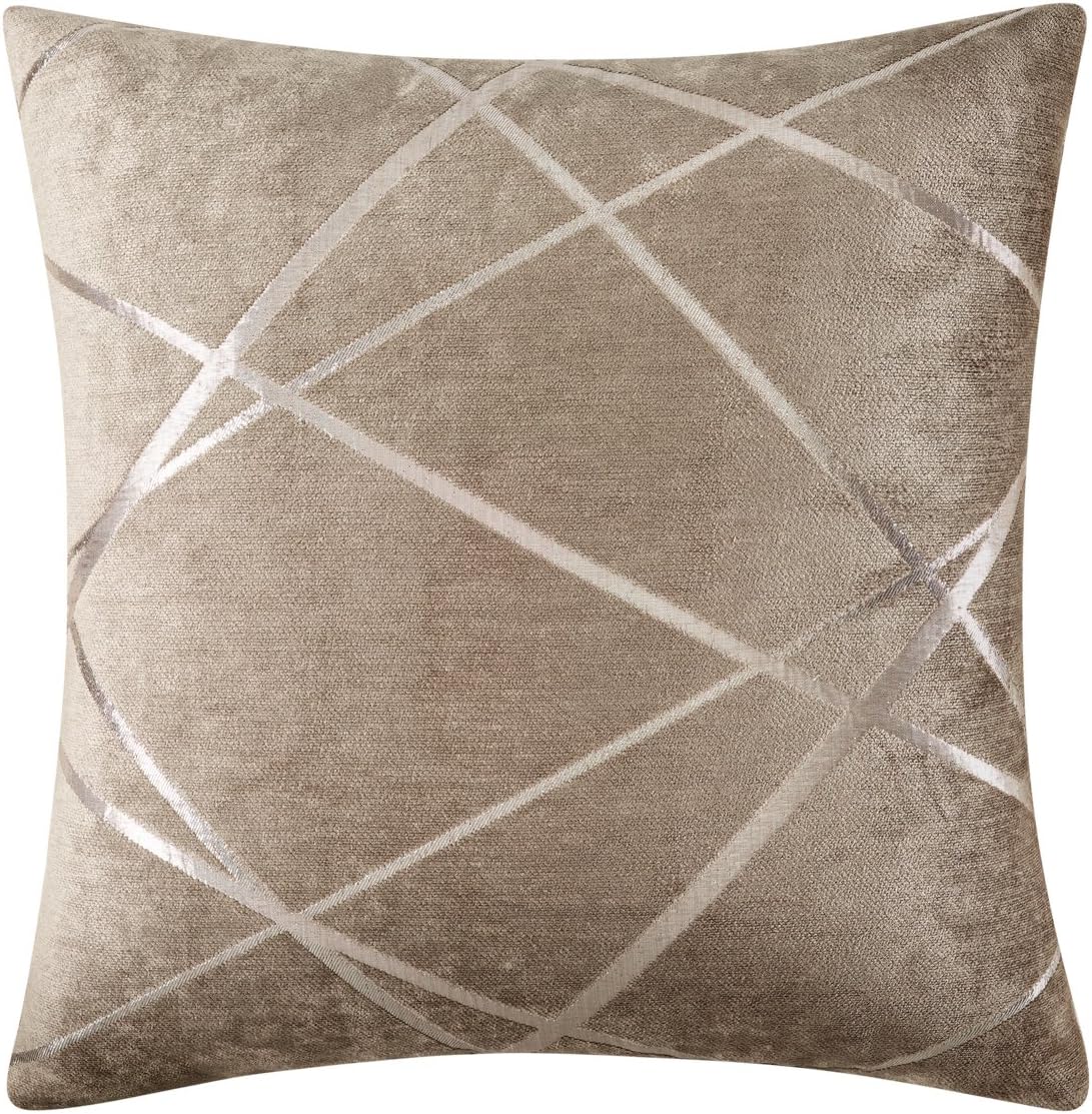 JOSCA 1 Pc Soft Shell Geometric Jacquard Square Throw Pillow Cushion Covers for Sofa(18" x 18",45x45cm) Coffee