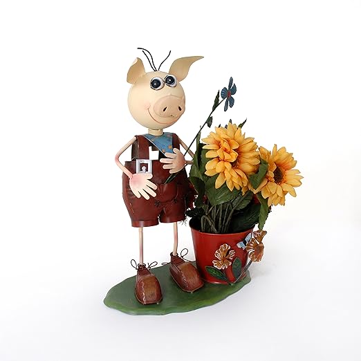 Pig Planter with Flowers Amazon.co.uk Garden & Outdoors