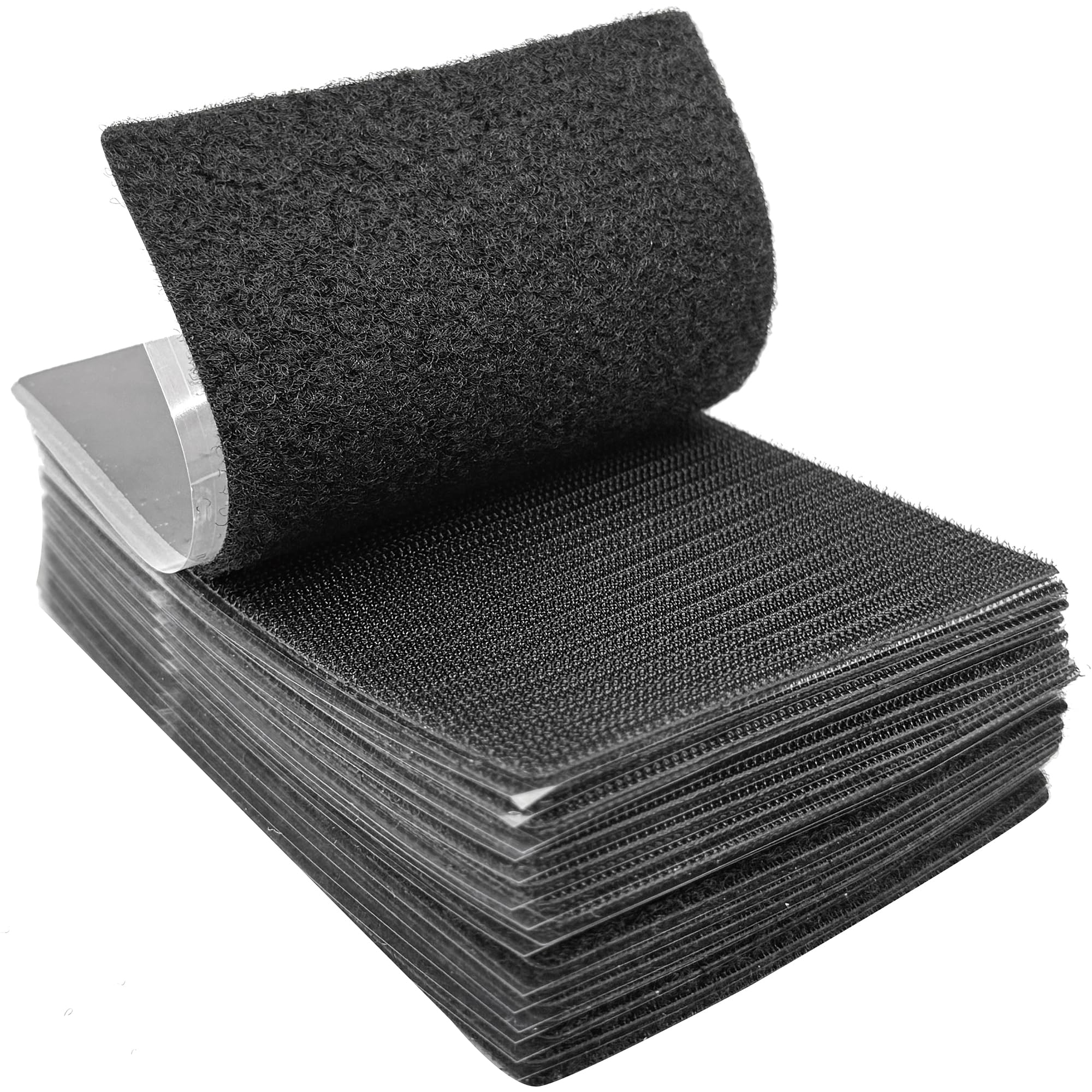 Photo 1 of (4 Inch x 6 Inch, 8 Sets) Strips with Adhesive for Fabric, No Sew Stick On for Fabric, Sticky Back for Clothes, Curtains - Heavy Duty Double Sided Hook and Loop Hem Tape Fasteners, No Sewing, Black