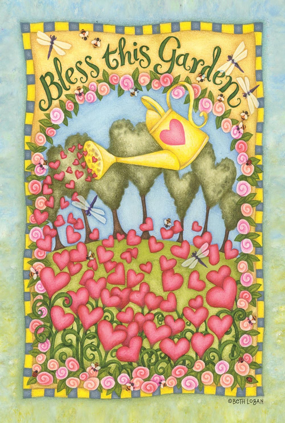 Toland Home Garden Bless This Garden 12.5 x 18 Inch Decorative Cute Spring Summer Heart Flower Garden Flag