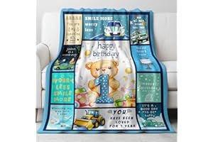 JEKENO 1 Year Old Boy Gifts Happy 1st Birthday Teddy Bear Themed Baby Blanket for 1 Year Old Boys Soft First Birthday Decorations Keepsake Gift Idea(50x60 Inch)