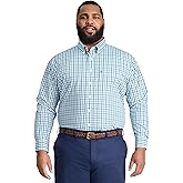 Izod Mens Big and Tall Performance Comfort Long Sleeve Plaid Button Down