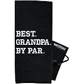 Wolf Golf Towels - Best Grandpa by Par Golf Towel - Golf Accessories for Men - Golf Gifts for Men - Embroidered Funny Golf Towel