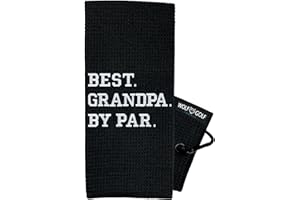 Wolf Golf Towels - Best Grandpa by Par Golf Towel - Golf Accessories for Men - Golf Gifts for Men - Embroidered Funny Golf Towel