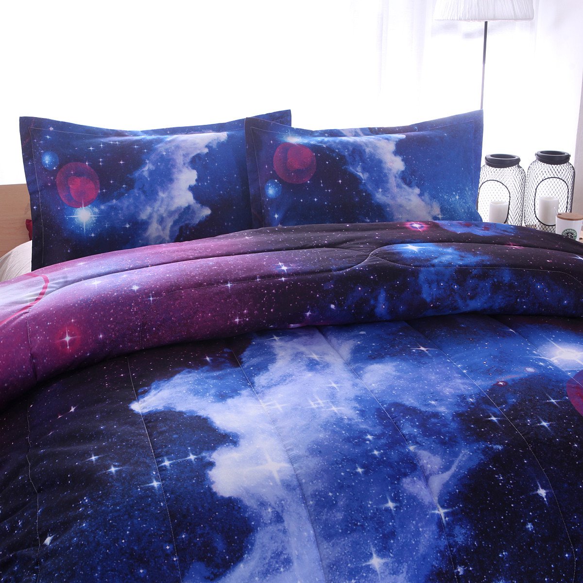 NTBED Galaxy Comforter Set Full Size, Sky Oil Printing Outer Space