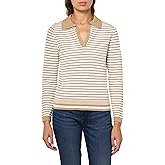Nautica Womens Long Sleeve Striped Johnny Collar Pointelle Stitch