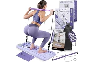 Flex Pilates Board, a blue reformer board with a pilates bar attached