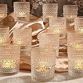 12 Pack Clear Votive Candle Holders Tea Light Candle Holders Bulk Tealight Glass Candle Holder for Table Weddings Party