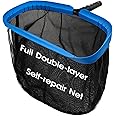 Upgraded Full Double Layer Pool Net Rake,17.5'' - Outer Heavy Duty Self-Repair Net & Inner Fine Mesh Net for Particle Debris, Above Ground & In-ground Swimming Pools, No Poles