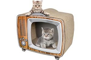 FluffyDream TV Cat Scratcher Cardboard Lounge Bed, Cat Scratching Board, Durable Board Pads Prevents Furniture Damage