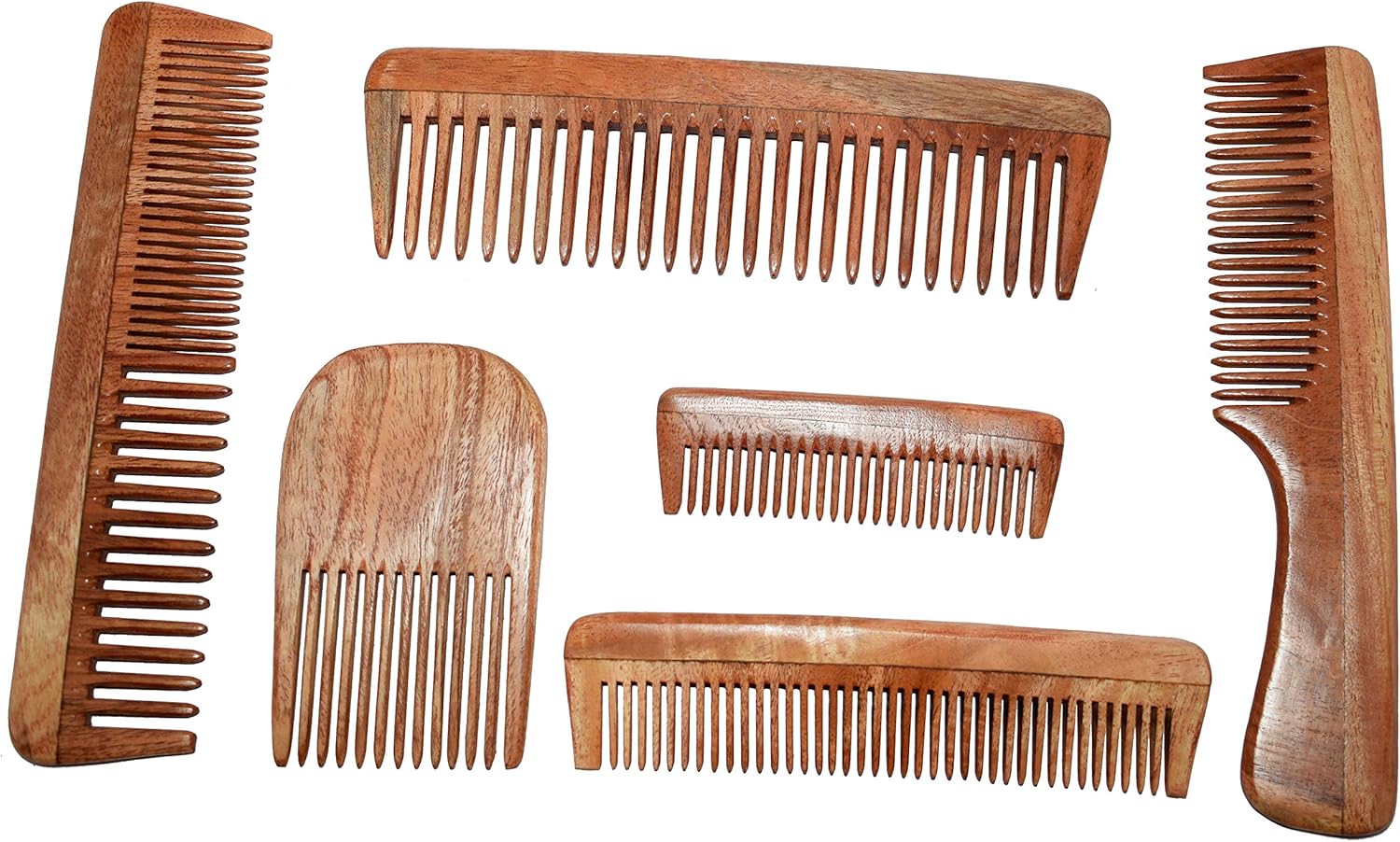 Six Swatika S Handmade Combo Comb Made From Neem Azadirachta