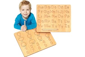LOOIKOOS Wooden Letters Practicing Board, Double-Sided Alphabet Tracing Tool Learning to Write ABC Educational Toy Game Fine Motor Skill Development，Montessori Toy Gift for Preschool 3-5 Years Old