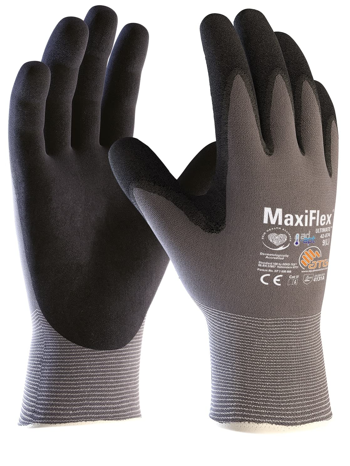 ATG Glove Solutions 42-874/07 HS Safety Work Glove - Comfortable - MaxiFlex Ultimate AD-APT - Size 7 / S, blue/black, 2 Count (Pack of 1)
