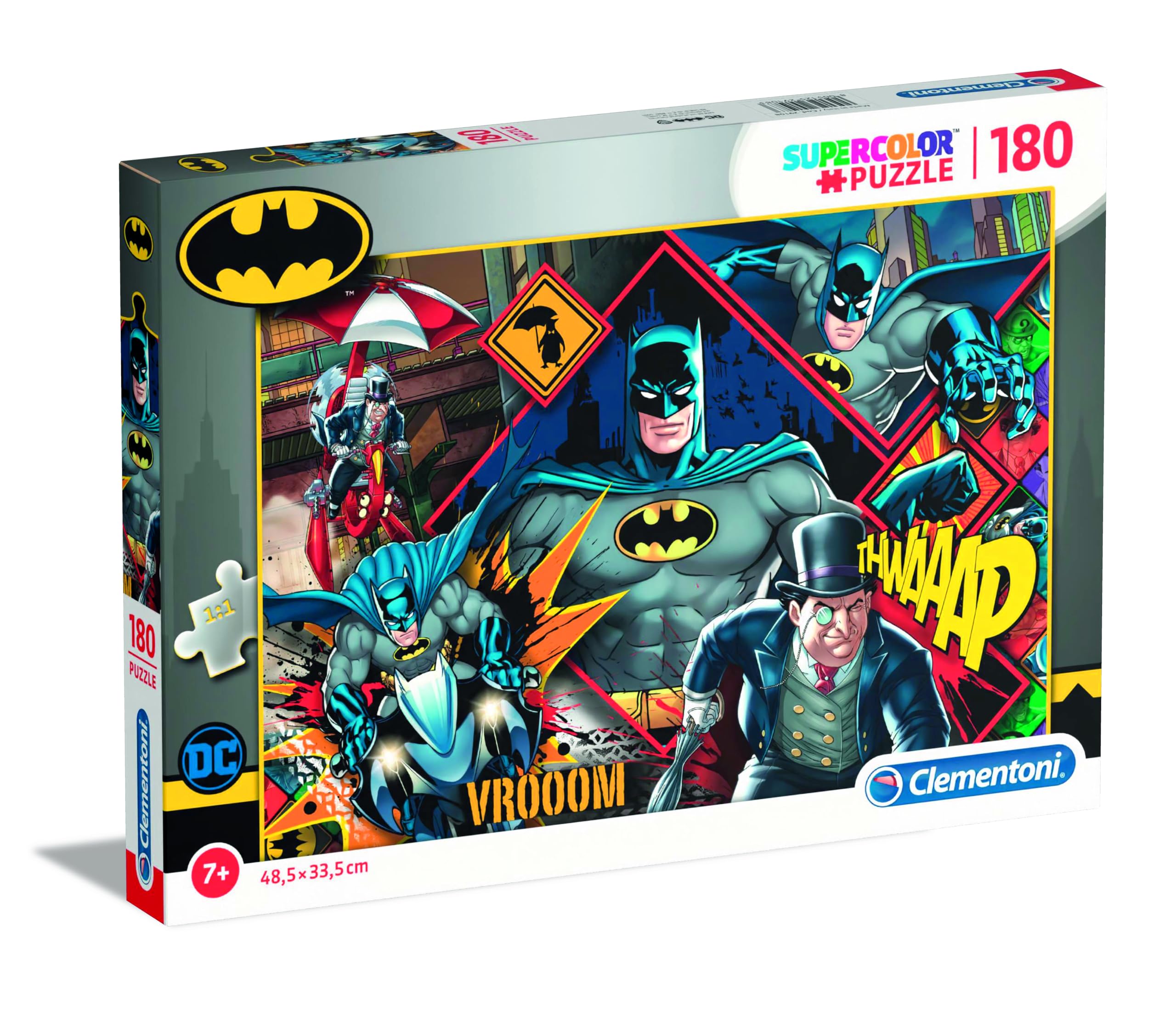 Clementoni - 29108 - Supercolor puzzle - Batman - 180 pieces - Made in Italy, jigsaw puzzle for kids