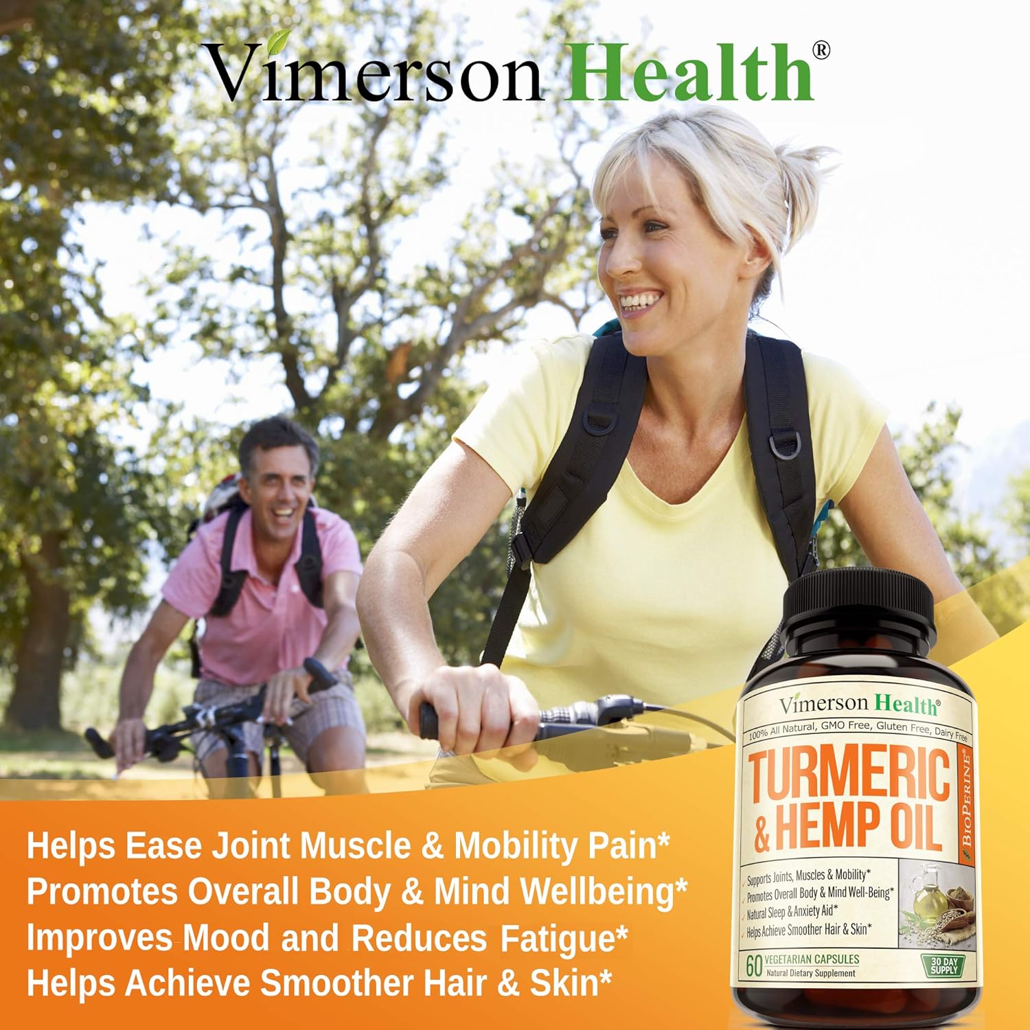 Turmeric Curcumin with Hemp Oil Powder and Bioperine. Joint Pain Relief, Anti Inflammator. Stress and Sleep Support Supplement with Curcuminoids and Black Pepper. 60 Capsules: Health & Personal Care