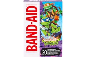 BAND-AID Brand Adhesive First Aid Bandages for Minor Cuts & Scrapes, Wound Care Featuring Nickelodeon TMNT Characters, Fun Bandages for Kids & Toddlers, Sterile, Assorted Sizes, 20 ct