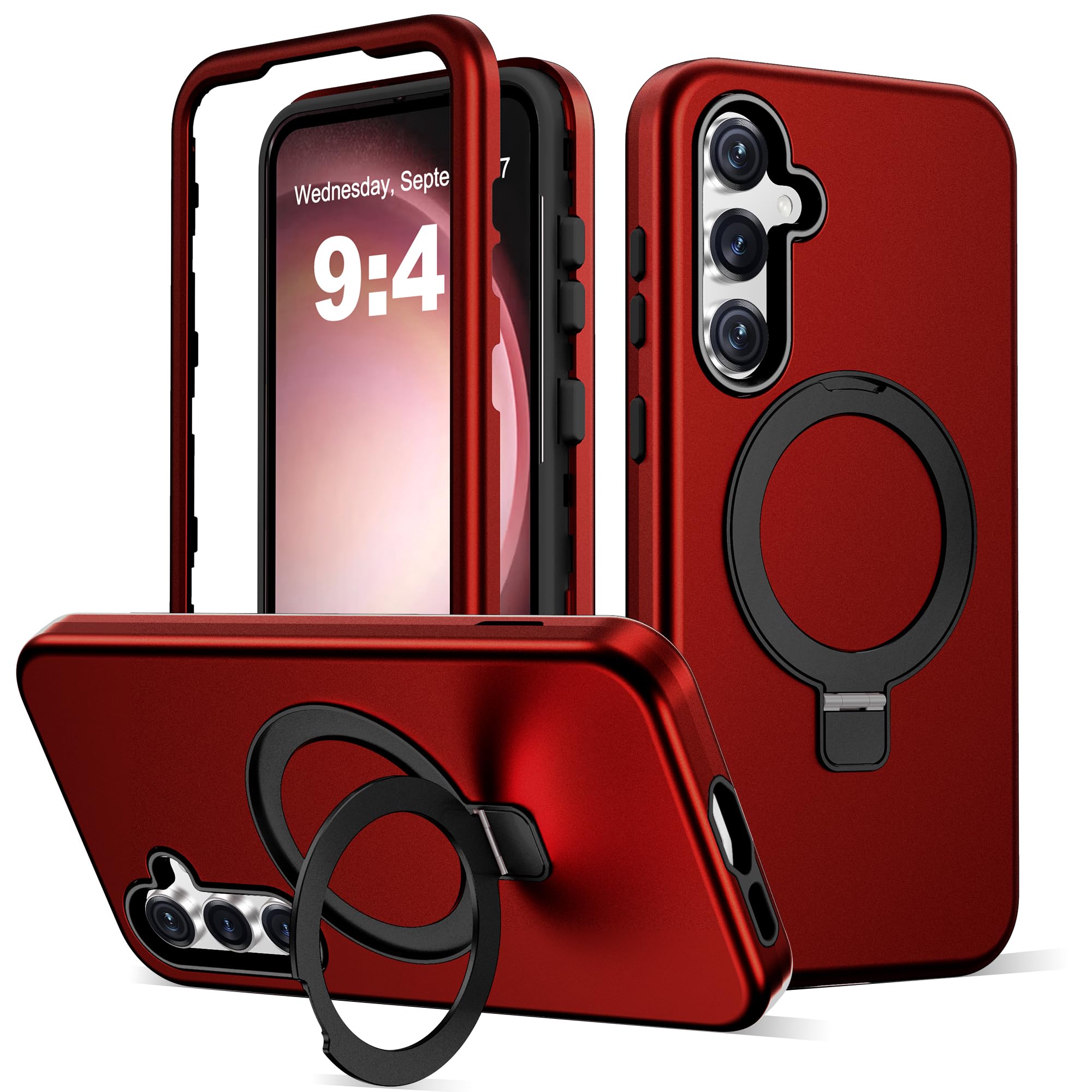 Photo 1 of DuiDuiQ for Samsung Galaxy S23 Plus Case with Magnetic Ring Stand [Compatible with Mag-Safe][Military Grade Drop Protection][Build in Kickstand] Shockproof Galaxy S23 Plus Phone Case 6.6",Red