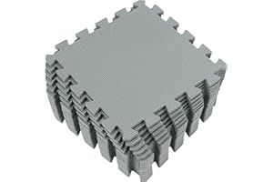 Yostrong® 18 Tiles Interlocking Puzzle Foam Baby Play Mat for Playing - EVA Babies Crawling Mat | Rubber Floor Work Out Mats for Home Gym. Gray. YOC-Lb18N