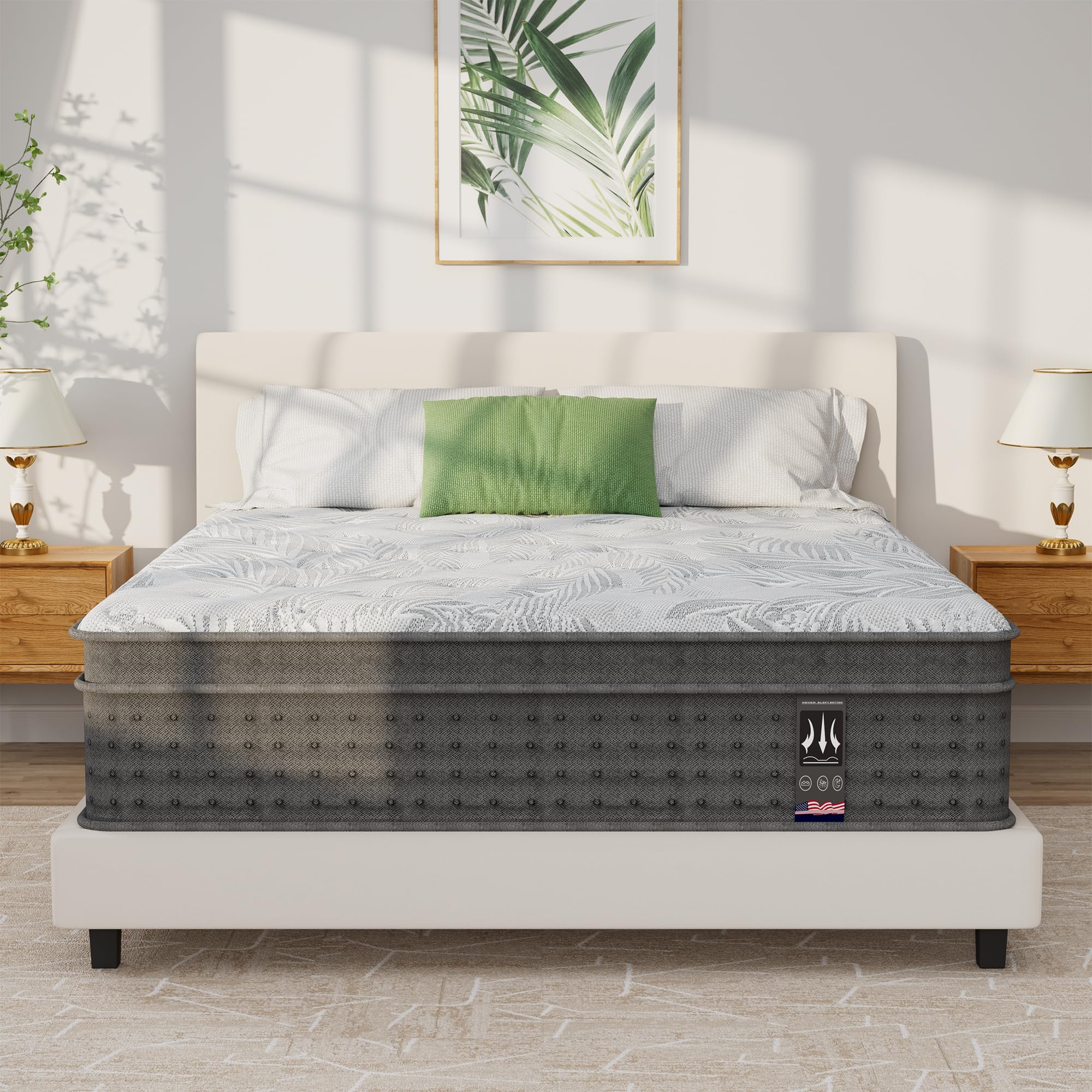 Photo 1 of Full Mattress, 14 Inch Hybrid Full Size Mattress in a box with Gel Memory Foam and Individually Pocket Innerspring, Medium Firm, Upgraded Support& Pressure Relief, Motion lsolation, CertiPUR-US