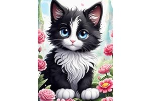 BENJENES Cat Diamond Painting Kits for Beginners, Cat Diamond Art Kits for Adults, 5D Round Full Drill Diamond Painting Gem Arts Painting Kits and Crafts for Home Wall Decor(12x16inch)