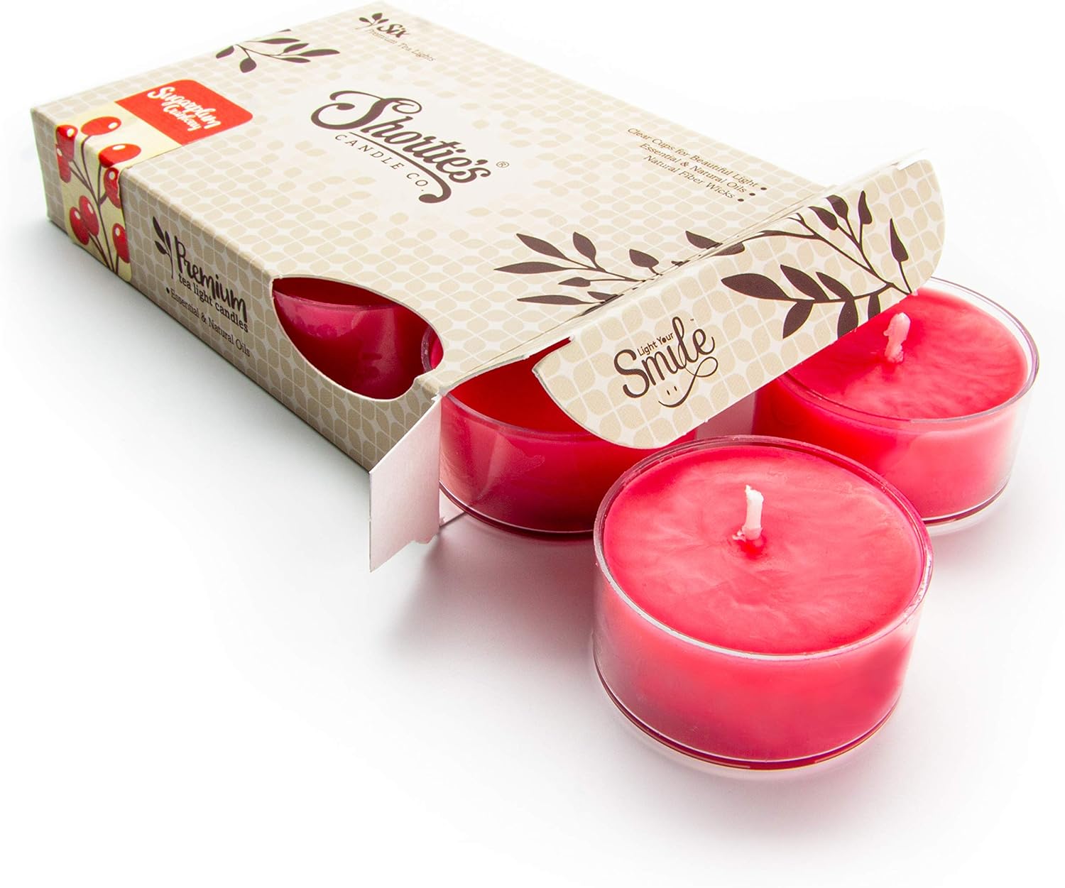 Amazon Com Sugarplum Cranberry Tealight Candles Highly Scented With Natural Oils 6 Pink Hand Poured Tea Lights Clear Container For Beautiful Candlelight Christmas Holiday Collection Home Kitchen