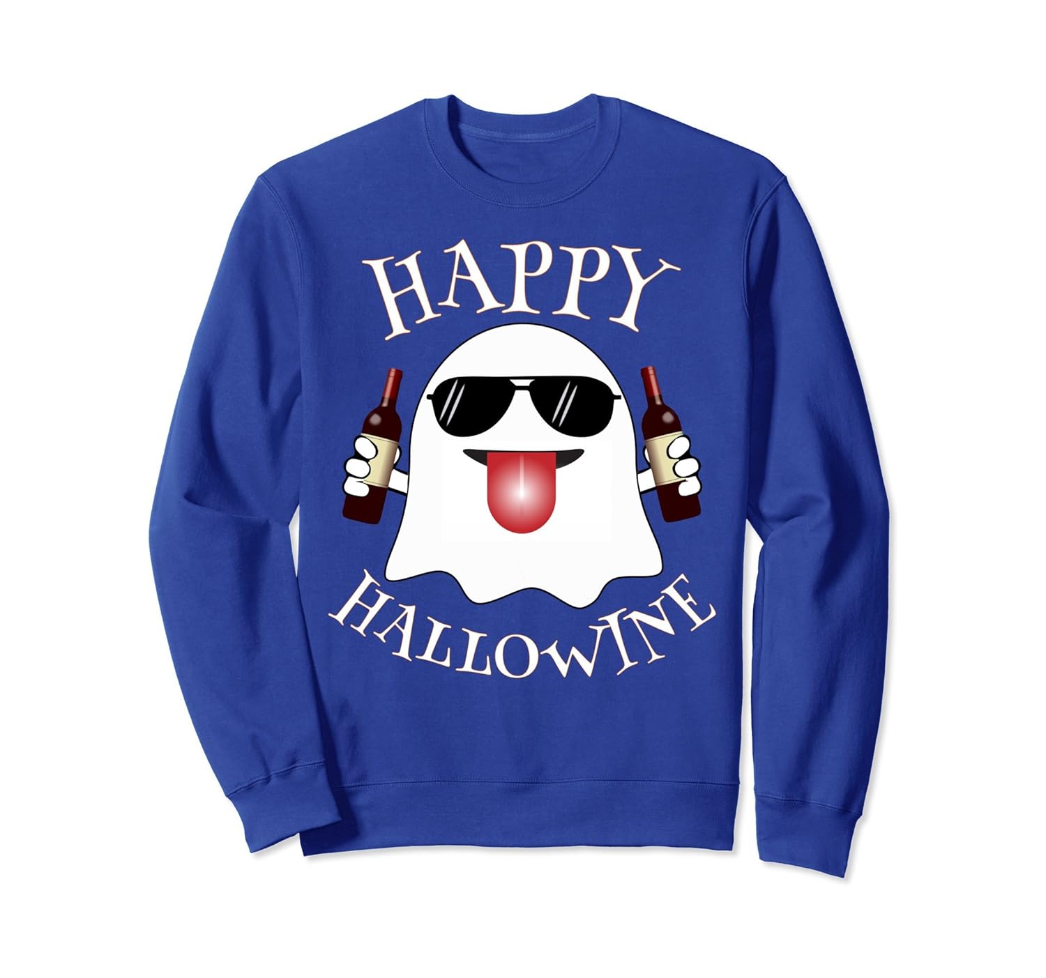 Funny Ghost Happy Hallowine Halloween Sweatshirt Wine Gift- TPT