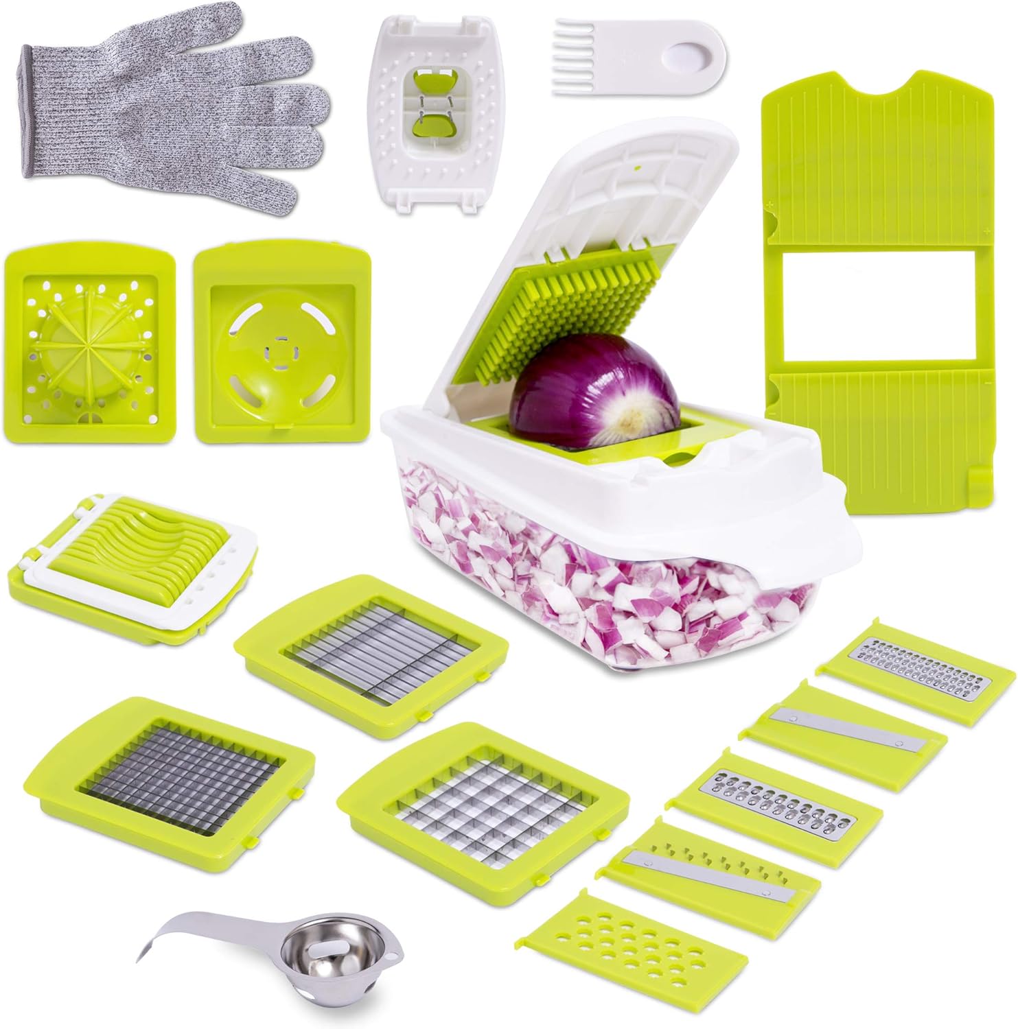 Tagliaverdure Multifunzione 22-in-1 - Mandolina Per Cubetti, Julienne, Spaghetti Con Accessori - Foto 9