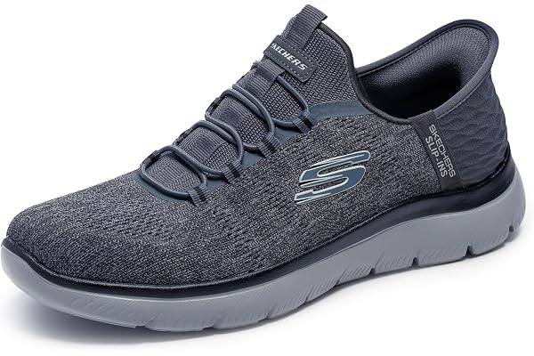 Skechers Mens Summits Key Pace Hands Free Slip-in Sneaker | Hands Free Slip-ins, Air-Cooled Memory Foam, Machine Washable, Ve