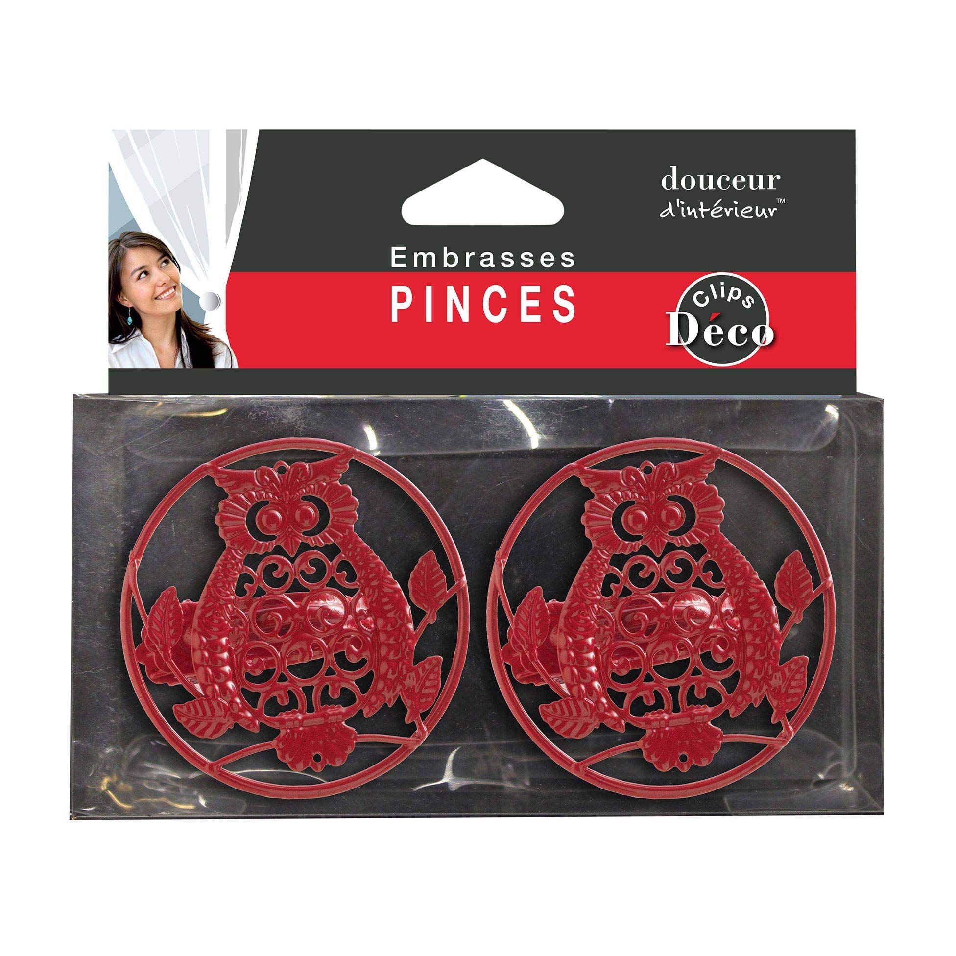 Douceur d'Intérieur 2 Curtain Tie Backs 8 cm Painted Metal Red