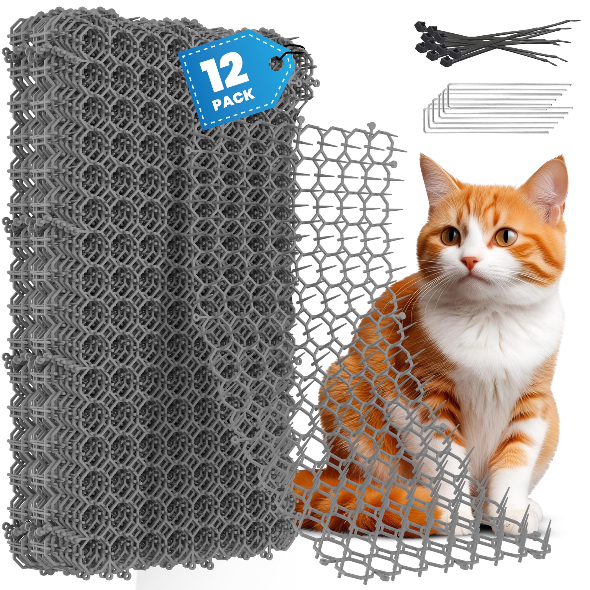Petfolio 12 Pack Scat Mat for Cats - 16 x 8 Inch Cat Deterrent Mat with ...