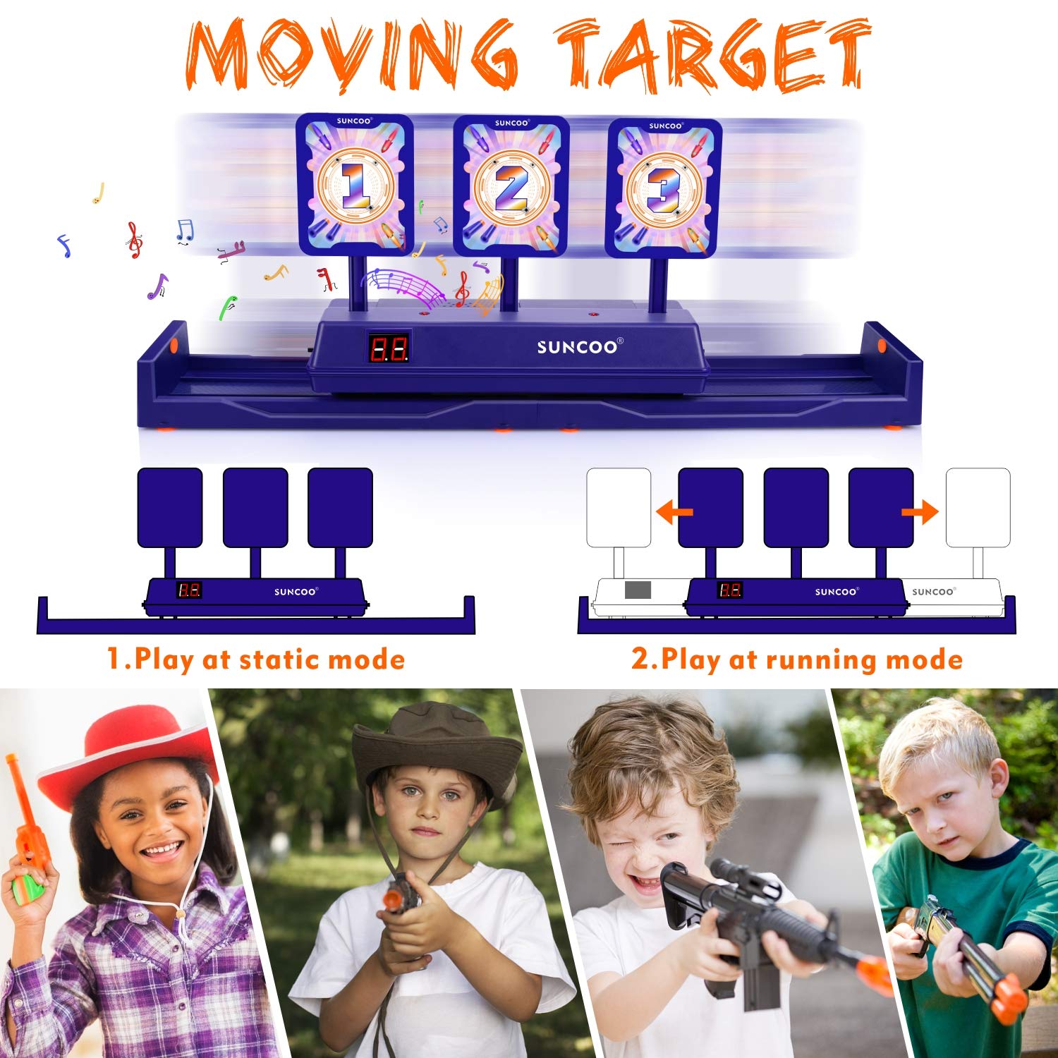 SUNCOO Running Shooting Targets Electronic Scoring Auto Reset Digital Targets for Nerf Guns Toys
