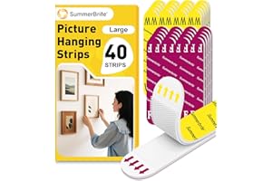 Lot de 40 bandes adhésives résistantes sans dommages pour murs sans clous/outils, bande auto-agrippante pour affiche, maison,