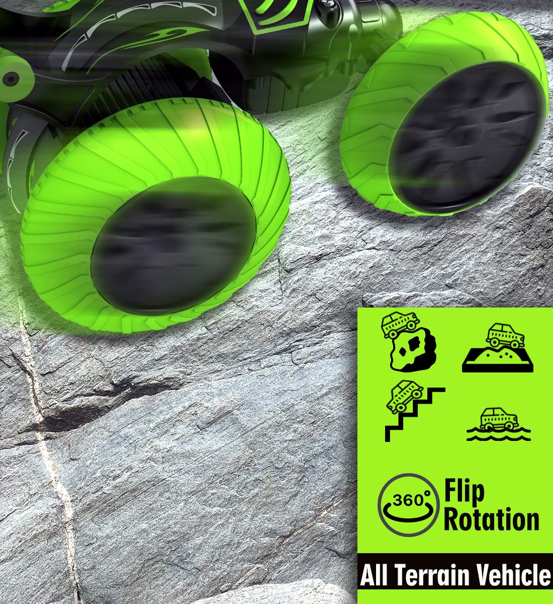 POWERbeast RC Cars Stunt Car Toys for Kids 2.4Ghz 4WD Remote Control Car Double Sided Rotating Vehicles 360° Flips and Spin, Kids Toy Cars for Boys & Girls Birthday